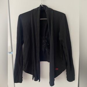 Splits59 Black Women's Jacket with Lace-Up Detail